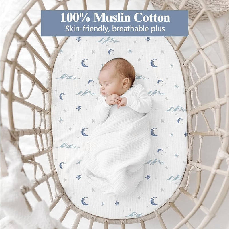 Coreeky 3 Pack Muslin Cotton Changing Pad Covers for Girl, Boy, 100% Soft Changing Table Cover, Breathable Baby Nursery Diaper Chang Pad Sheets (Nightfall Blue) - Image 2